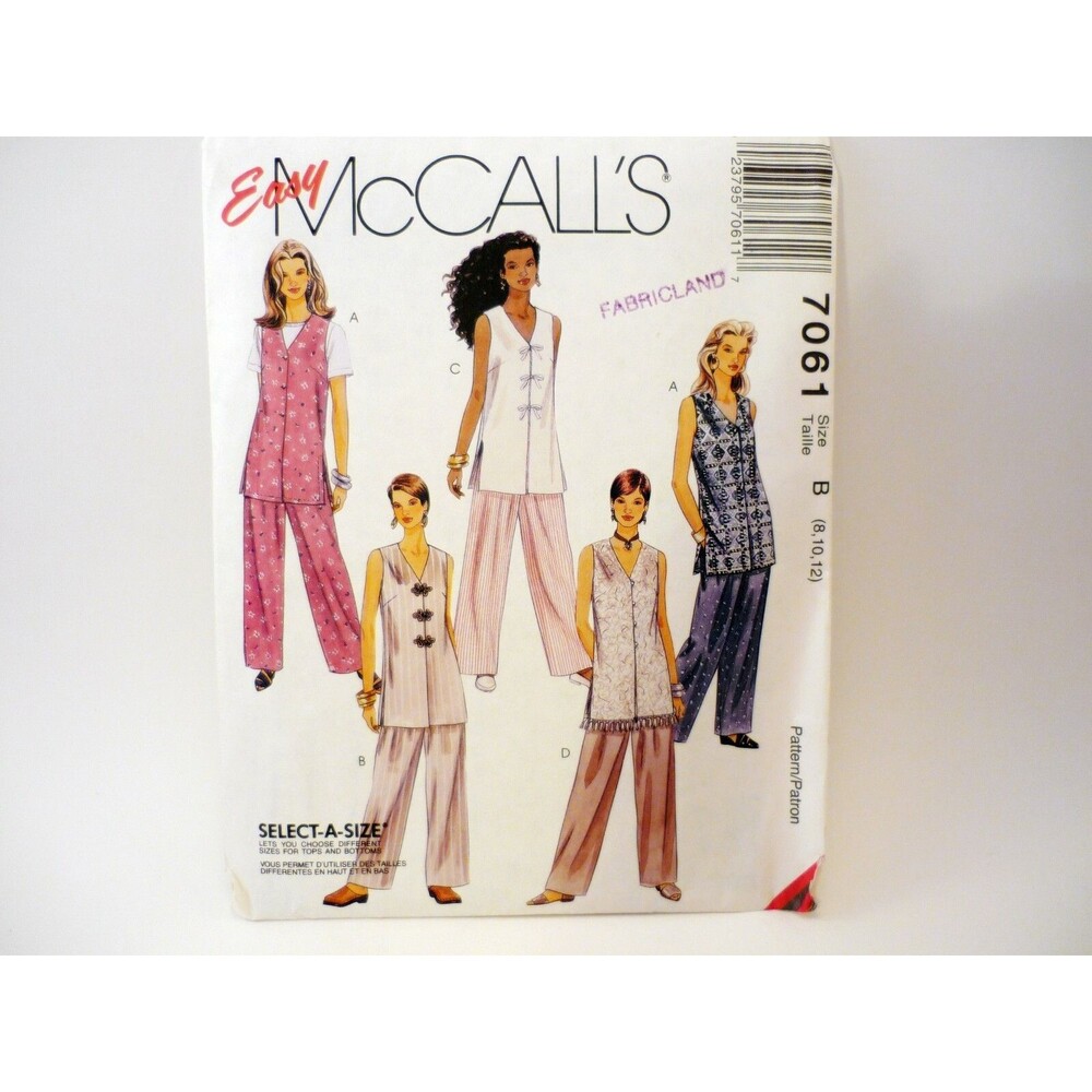 McCalls Pattern 7061Tunic Vest Pull On Pants B 8-10-12 Uncut Fringe Frog
